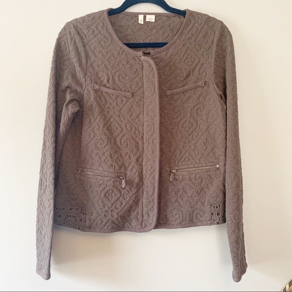 Moth Jackets & Blazers - Moth Anthro Textured Crochet Damask Jacket